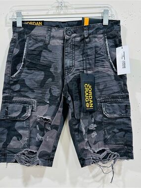 Jordan Craig Boys Camo Cargo Shorts Size 12 Grey Camouflage Est 1989 NWT